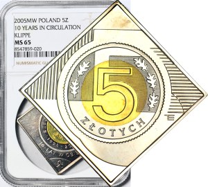 5 zloty 2005, clip for 10th anniversary of coin in circulation