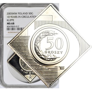 50 groszy 2005, klipa na 10 lecie monety w obiegu