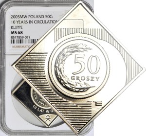 50 pennies 2005, a clipping for the 10th anniversary of the coin in circulation