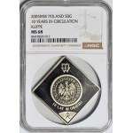 50 groszy 2005, klipa na 10 lecie monety w obiegu