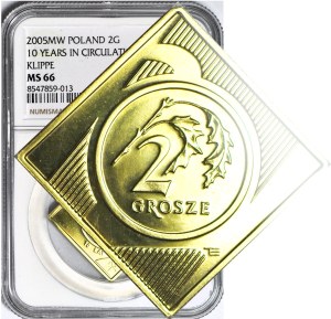 2 pennies 2005, a clipping for the 10th anniversary of the coin in circulation