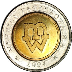 5 zloty 1994, Warsaw, PROSPECT monogram, mint.