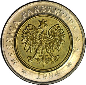 5 zloty 1994, Warsaw, PROBLEMS with face value 5, mint.