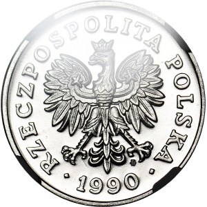 50 złotych 1990, PIERWSZA PRÓBNA MONETA III RP Z ORŁEM W KORONIE, PRÓBA, NIKIEL
