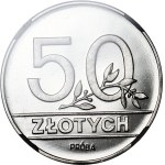 50 złotych 1990, PIERWSZA PRÓBNA MONETA III RP Z ORŁEM W KORONIE, PRÓBA, NIKIEL