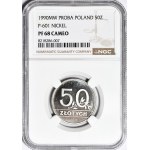 50 złotych 1990, PIERWSZA PRÓBNA MONETA III RP Z ORŁEM W KORONIE, PRÓBA, NIKIEL