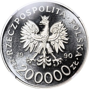 200,000 gold 1990, Solidarity, largest of the set, SAMPLE, NIKIEL