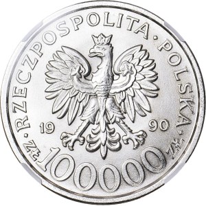 100.000 złotych 1990, Solidarność, mennicze, typ B