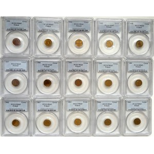 Grosze od 1990 do 2006 + pudełko PCGS, mennicze, łącznie 15 szt.