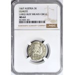Austria, Ołomuniec, Karol II z Liechtenstein, 3 krajcary 1667, RZADKI ROCZNIK, wspaniałe