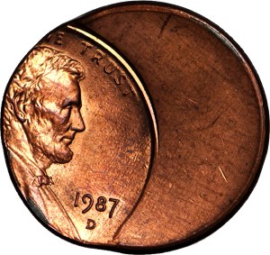 United States of America (USA), 1 cent 1987, DESTRUCT, large beat shift