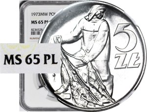 RRR-, 5 gold 1973, Fisherman, PROOFLIKE, very rare
