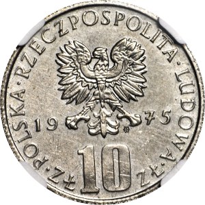 RRR-, 10 gold 1975, B. Prussia, TECHNOLOGICAL SAMPLE, MIEDZIONICLE