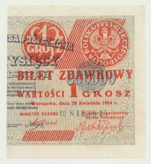1 grosz 1924 - ser. A0, prawa połowa