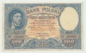 100 zloty 1919 Kosciuszko, S.A. series.
