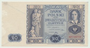 Occupation, 20 zloty 1936, specimen piece, reverse overprint deletion, rare
