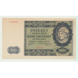 500 złotych 1940, Góral, rzadka pierwsza seria A