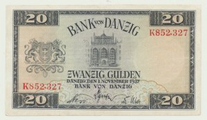 Danzig, 20 guilders 1937, ser. K, rare