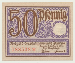 Danzig, 50 fenig 1919, violet print