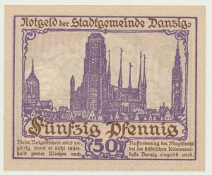 Danzig, 50 fenig 1919, violet print