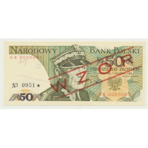 50 zł 1988, Świerczewski, GB 0000000 WZÓR, RZADKOŚĆ DESTRUKT