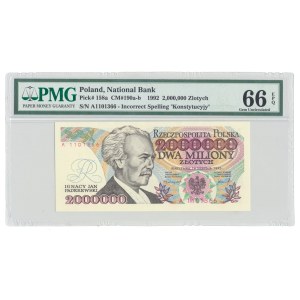 2.000.000 (2 mln) złotych 1992, Paderewski, seria A, błąd KONSTYTUCYJY