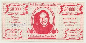 50,000 zloty 1993, RTR, Cardinal Stefan Wyszynski, very rare