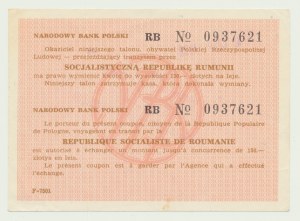 NBP transit voucher 150 zloty 1982 for lei, Romania, lowercase ser. RB, exceptionally early vintage