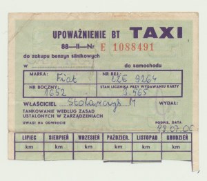 PRL, 1988 gasoline card, for TAXI, very rare