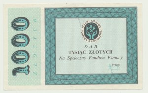 Brick, 1,000 zloty For Social Relief Fund, rare denomination