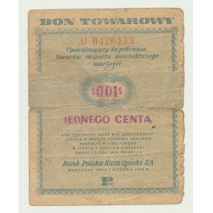 Pewex Bon Towarowy, 1 cent 1960, ser. Al, bez klauzuli