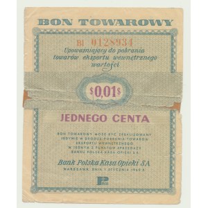 Pewex Bon Towarowy, 1 cent 1960, ser. Bl, bez klauzuli