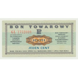 Pewex Bon Towarowy, 1 cent 1969, ser. GL