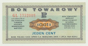 Pewex Gift Certificate, 1 cent 1969, ser. GL