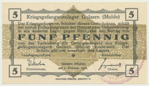 Prisoner of War Camp II in Golzern (Mulde), 5 fenig 1916, grenade stamp