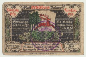 East Prussia (Ostpreussen), Szczytno (Ortelsburg), 500,000 marks, reprint 1923 for 50 fenig 1920