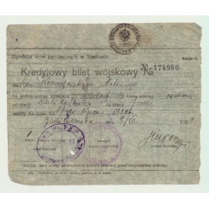 Kredytowy bilet wojskowy, Biała Podlaska 1922