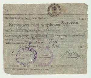 Credit military ticket, Biała Podlaska 1922