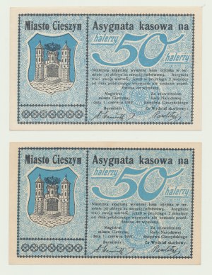 Cieszyn (Teschen), 50 fenig 1919, set of 2 pcs.