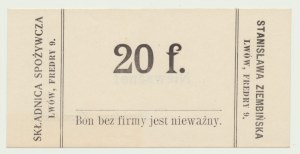 Lviv, Stanislawa Ziembinska - Składnica Spożywcza, voucher for 20 fenigs