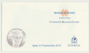 France, Banque de France Counterfeit Research Center folder with test bill