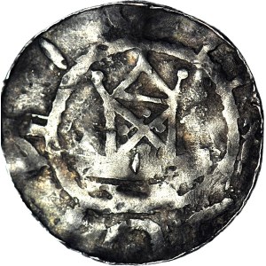 R*, Boleslav I. Chrabrý 992-1025, denár 1010-1020 Poznaň, hybrid saského typu reverzu, UNIKÁTNE