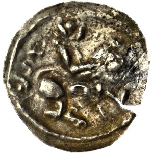 RR-, Mieszko III the Old 1173-1202, Gniezno, Latin brakteat, Prince on horseback, Hebrew inscription, R4