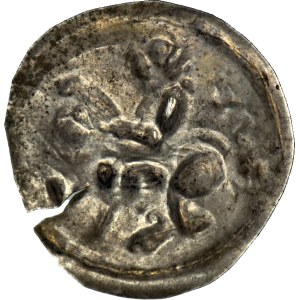 RR-, Mieszko III the Old 1173-1202, Gniezno, Latin brakteat, Prince on horseback, Hebrew inscription, R4