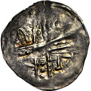 Boleslav I. Vysoký 1163-1201, denár cca 1177-1201, Figury/Široký kříž, R2