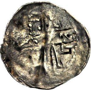 Boleslav I. Vysoký 1163-1201, denár cca 1177-1201, Figury/Široký kříž, R2