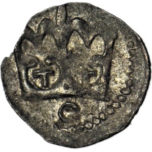 Casimir IV Jagiellonian, Cracow denarius, O under the crown, beautiful