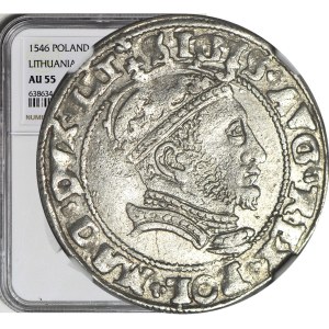 R-, Sigismund II Augustus Grosz per Lithuanian foot 1546, Vilnius, magnificent