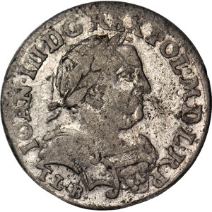 John III Sobieski, Six (foursquare) 1680 C, Cracow, in armor, error IV instead of VI