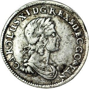 R-, Pomerania, Charles XI, 1/3 thaler (Halfgulden) 1673 DS, Szczecin, no neck curl, unlisted